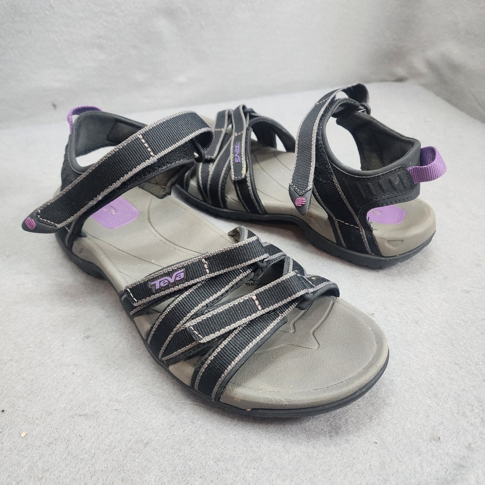 Teva Tirra Sport Sandals Black Grey Purple Hiking Outdoor Womens 7.5 4266